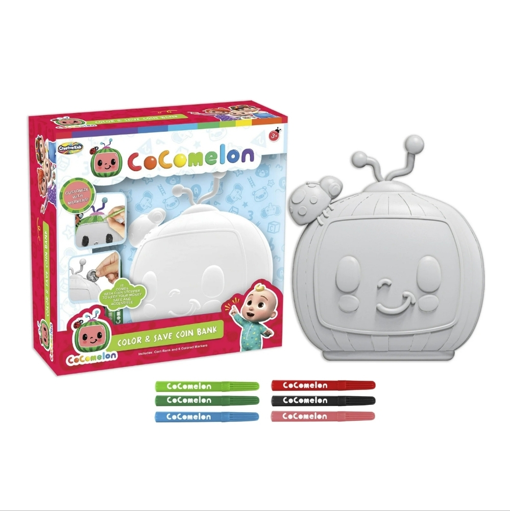 Cocomelon Color & Save Coin Bank- DIY Savings Bank- 1 Cocomelon Theme Coin Bank